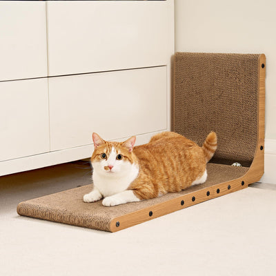 Planche à gratter pour Chat, Planche à Gratter en Forme de L de 68 cm de Haut pour Chats, Meubles à gratter haute Densité Résistants à l'usure avec Jouet pour Chat, Planche à gratter pour Chat pour Mur et Coin, Grand