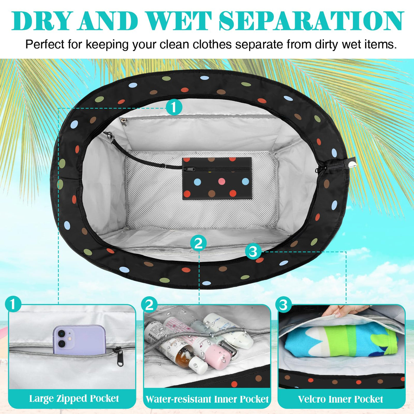 Grand Sac de Plage Léger Sac de Piscine