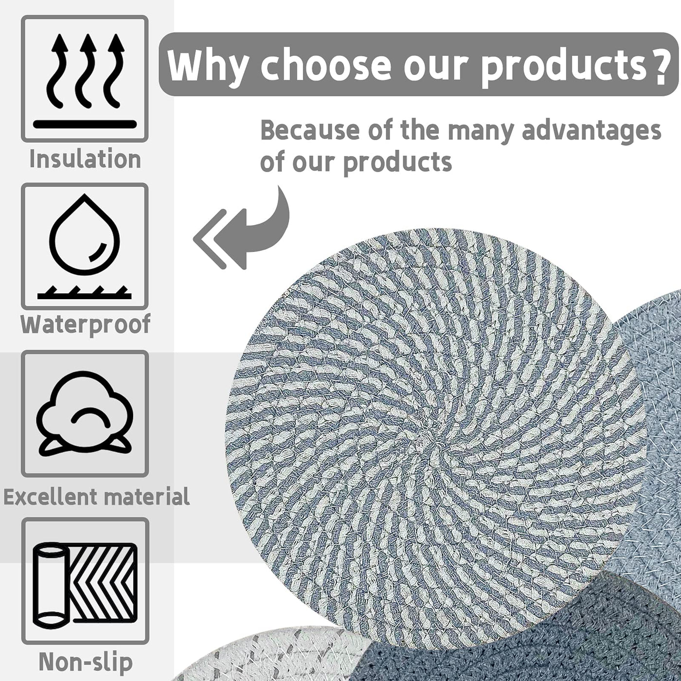 Support de Pot Chaud de Tapis de Tissage de Fil de Coton