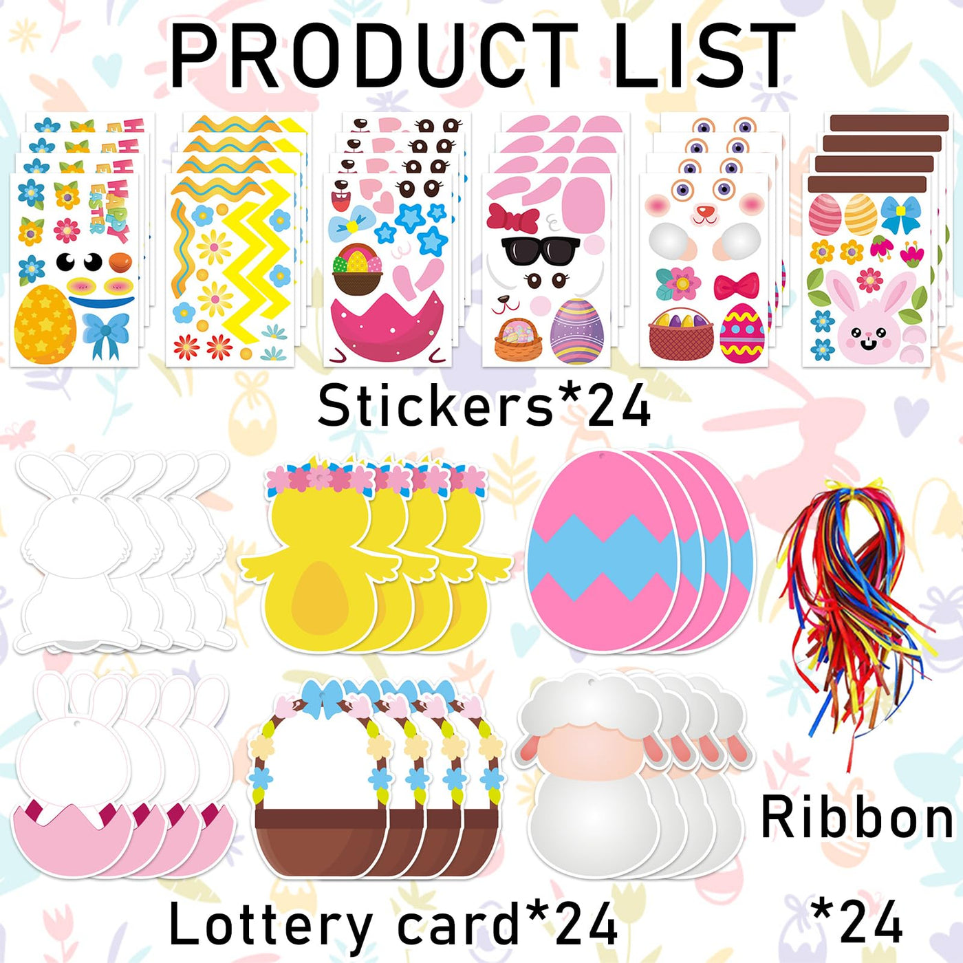 Kit d'artisanat de Pâques pour enfants, kit d'artisanat de Pâques, kit d'artisanat de Pâques pour poussins et lapins, œufs de Pâques autocollants