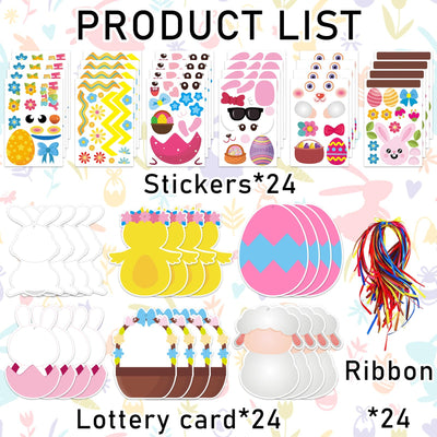 Kit d'artisanat de Pâques pour enfants, kit d'artisanat de Pâques, kit d'artisanat de Pâques pour poussins et lapins, œufs de Pâques autocollants