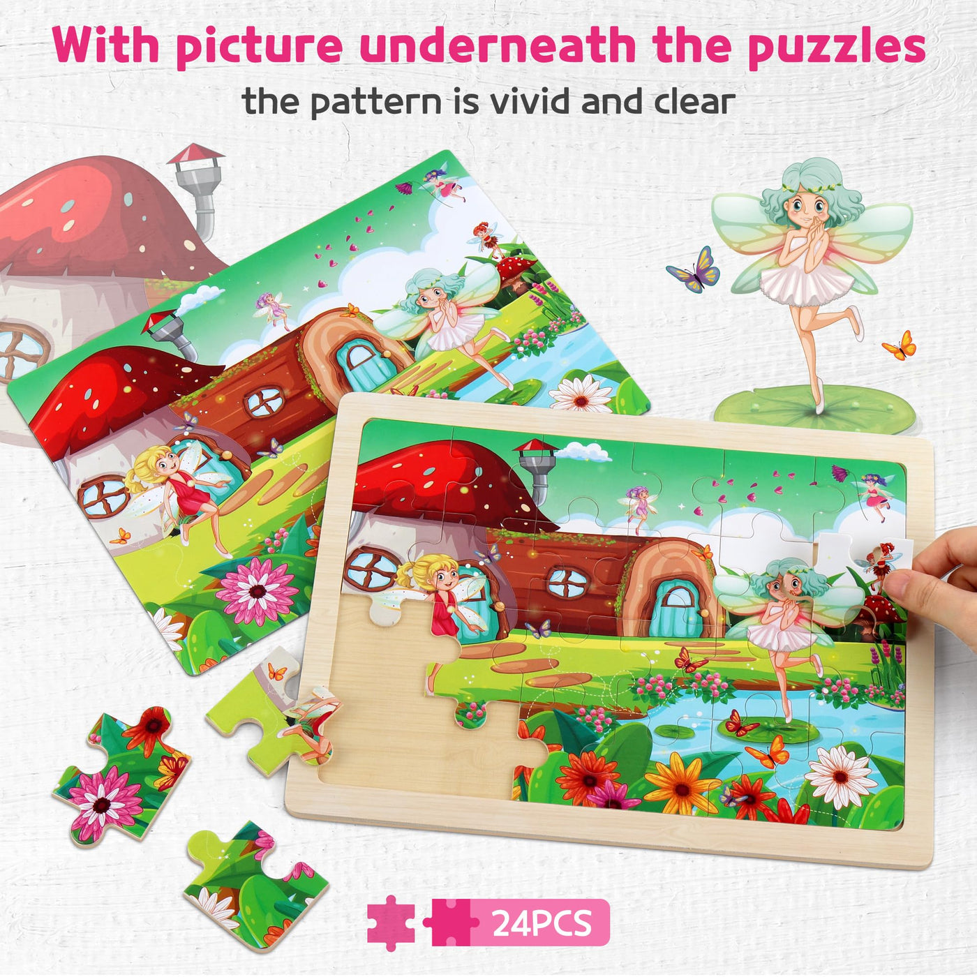 Share children's wooden puzzle, preschool Educational toy