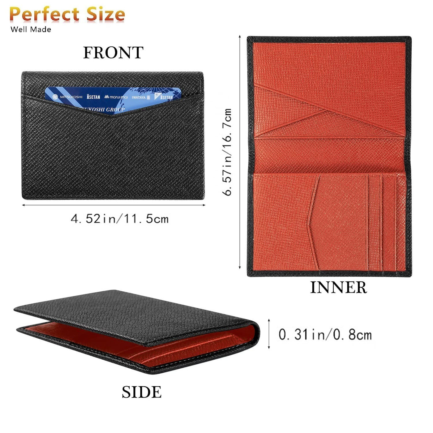 Portefeuille avec porte-cartes de crédit, portefeuille fin avec protection RFID, portefeuille en cuir véritable 9 compartiments