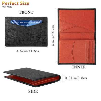 Portefeuille avec porte-cartes de crédit, portefeuille fin avec protection RFID, portefeuille en cuir véritable 9 compartiments