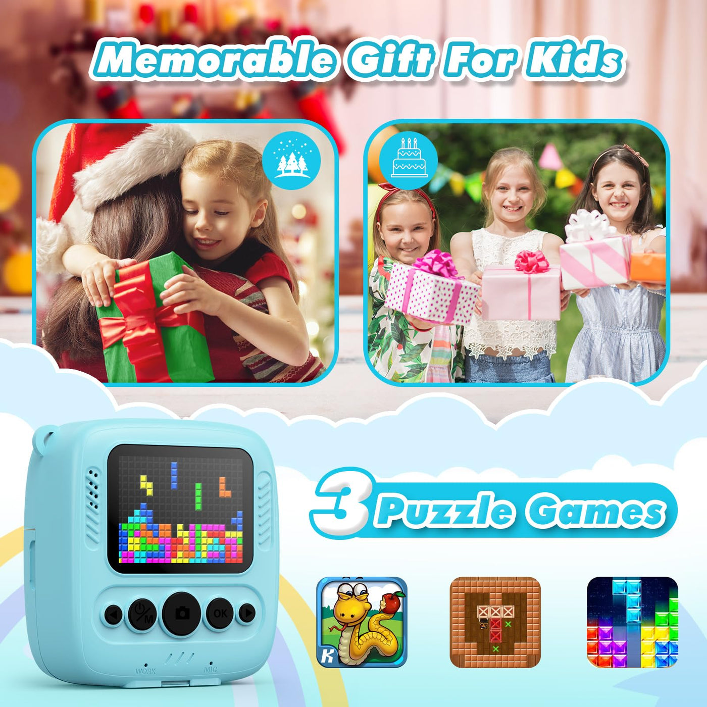 Kids camera instant camera, instant camera kids with card & printing paper