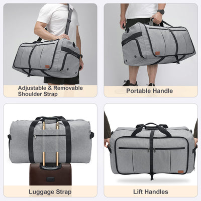 Foldable travel bag large weekender overnight bag with shoe compartment, waterproof/sports bag