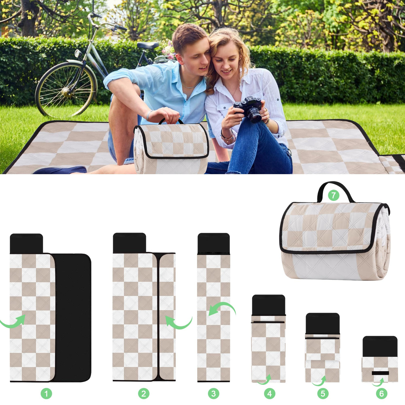 Couverture de pique-nique imperméable pour l'extérieur, tapis de plage