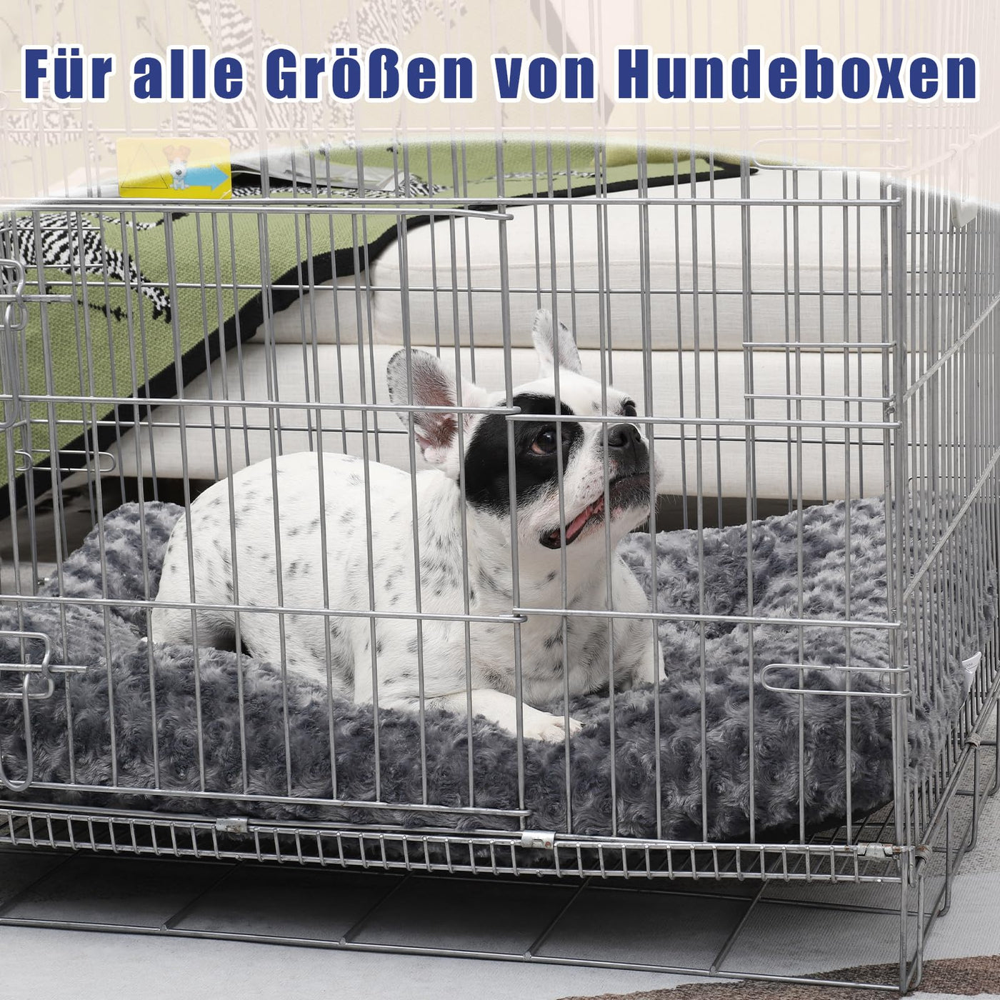 Lit pour Chien pour Grands Chiens, Lavable, Coussin Moelleux pour Chien, Tapis pour Chien pour Grands / Moyens Chiens, Fond Antidérapant, Respirant, Matelas pour Chien, Lit pour Animaux de Compagnie, Gris Foncé, 90 x 60 cm