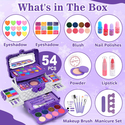 Make-up case, 54PCS Washable children's make-up set