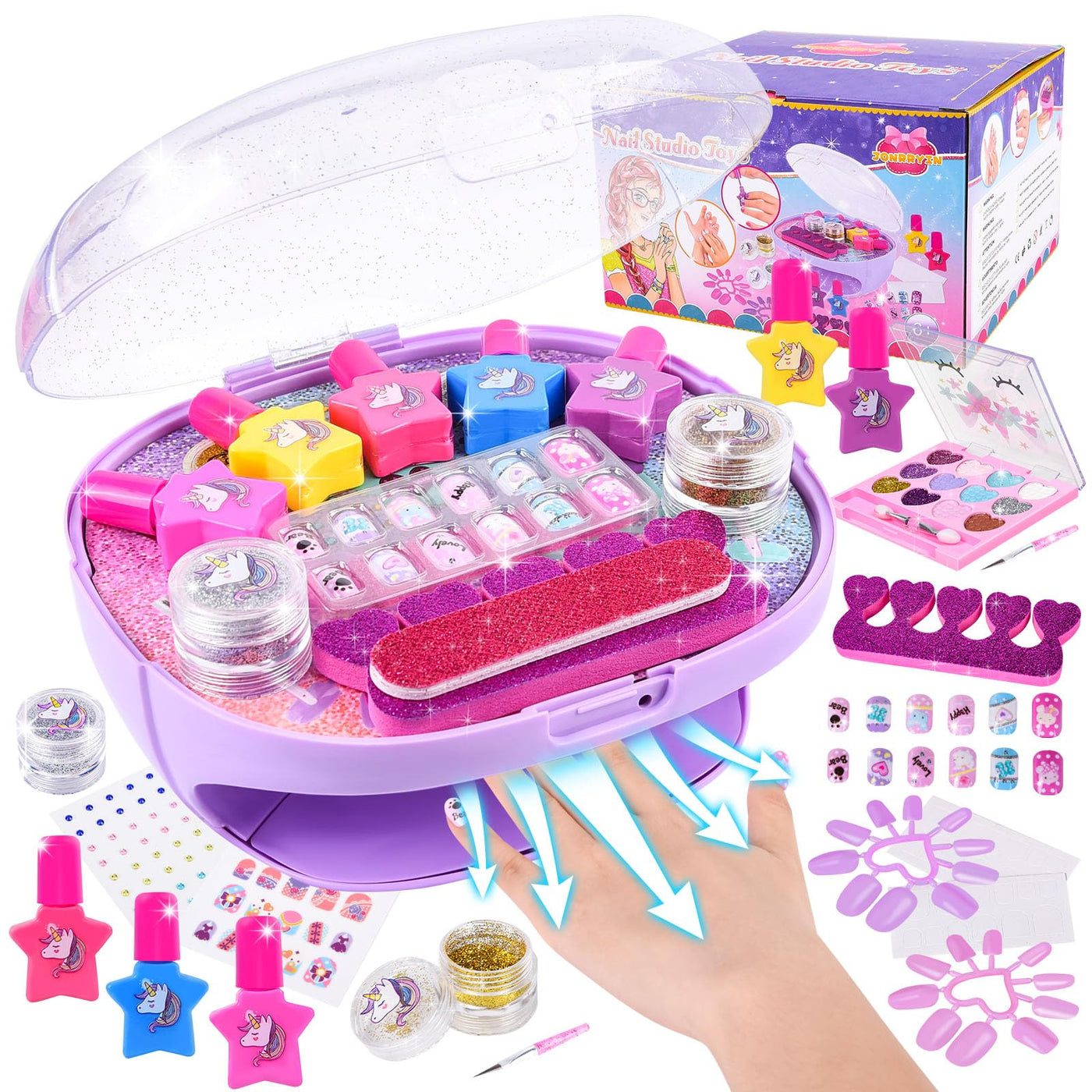 Nail Studio Enfants Filles, Cadeaux pour Filles Ensemble de vernis à ongles, Nail Art Enfants 6-10