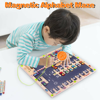 Jeu magnétique jeu de labyrinthe en bois jouet pour enfants jouet d'apprentissage de l'alphabet jouet de motricité