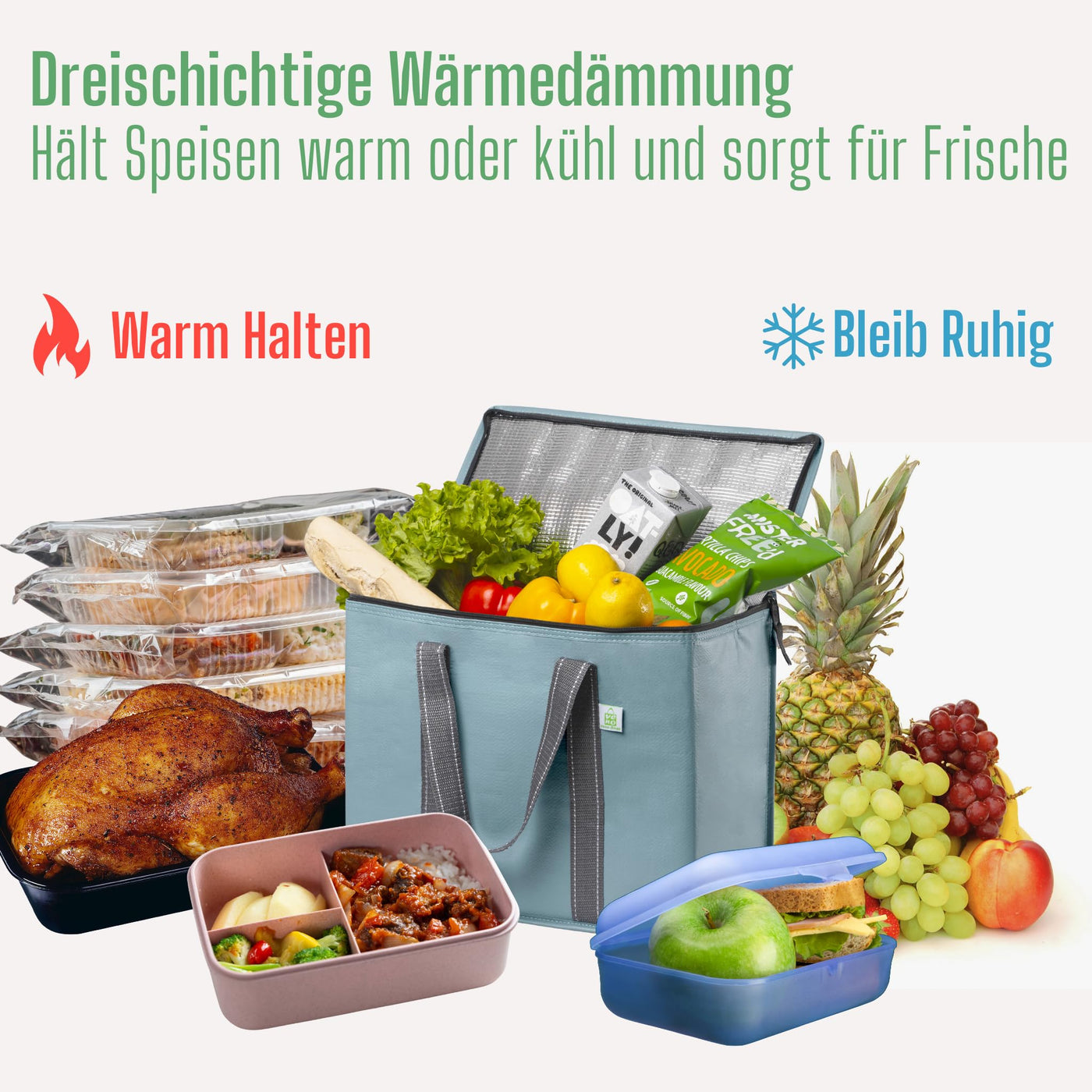 2 Stück Einkaufstasche Wiederverwendbare faltbare Kühltasche Einkaufskorb