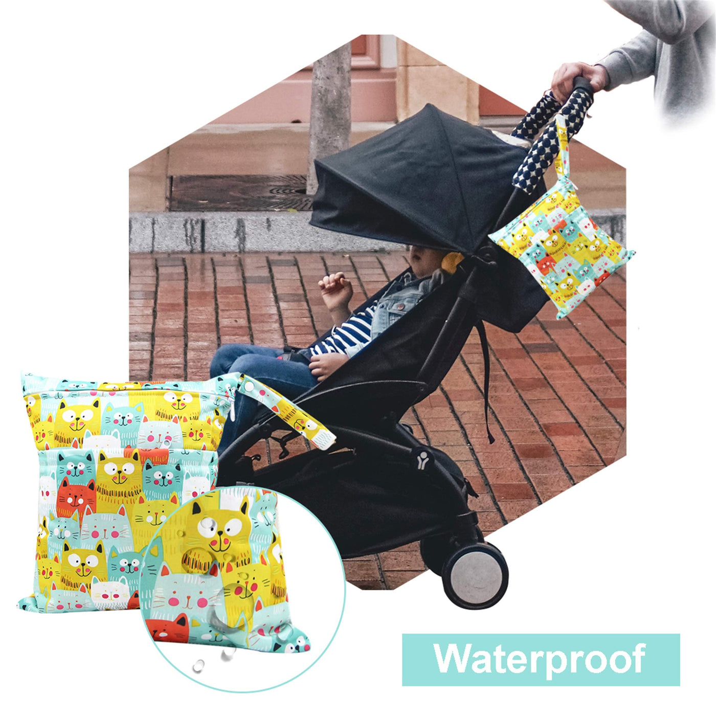 Sac humide, sac à couches 3 Pièces, Sac Organisateur Lavable