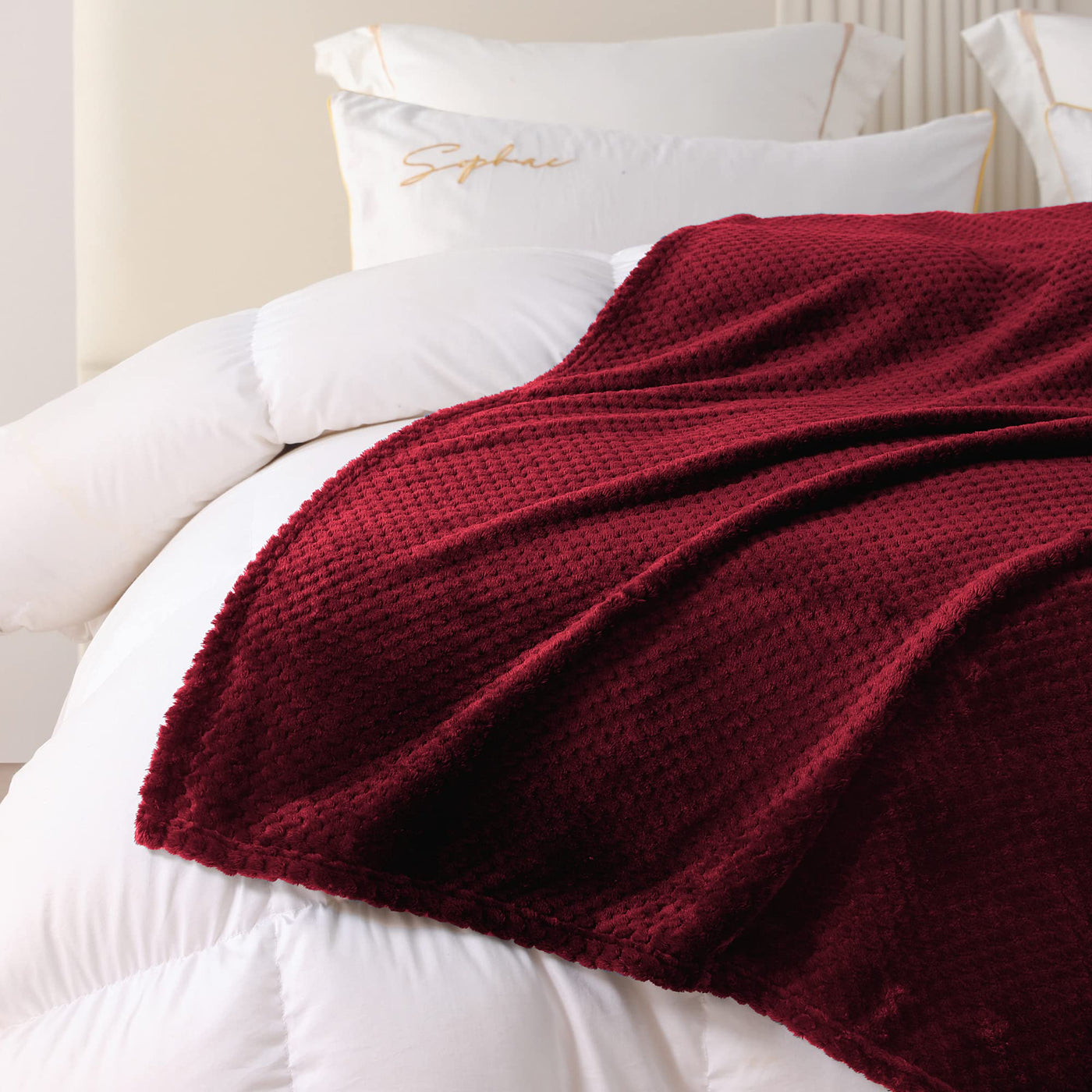 Couverture douillette Couverture en polaire super douce et chaude pour le canapé et le lit avec motif gaufré, couverture douillette et confortable
