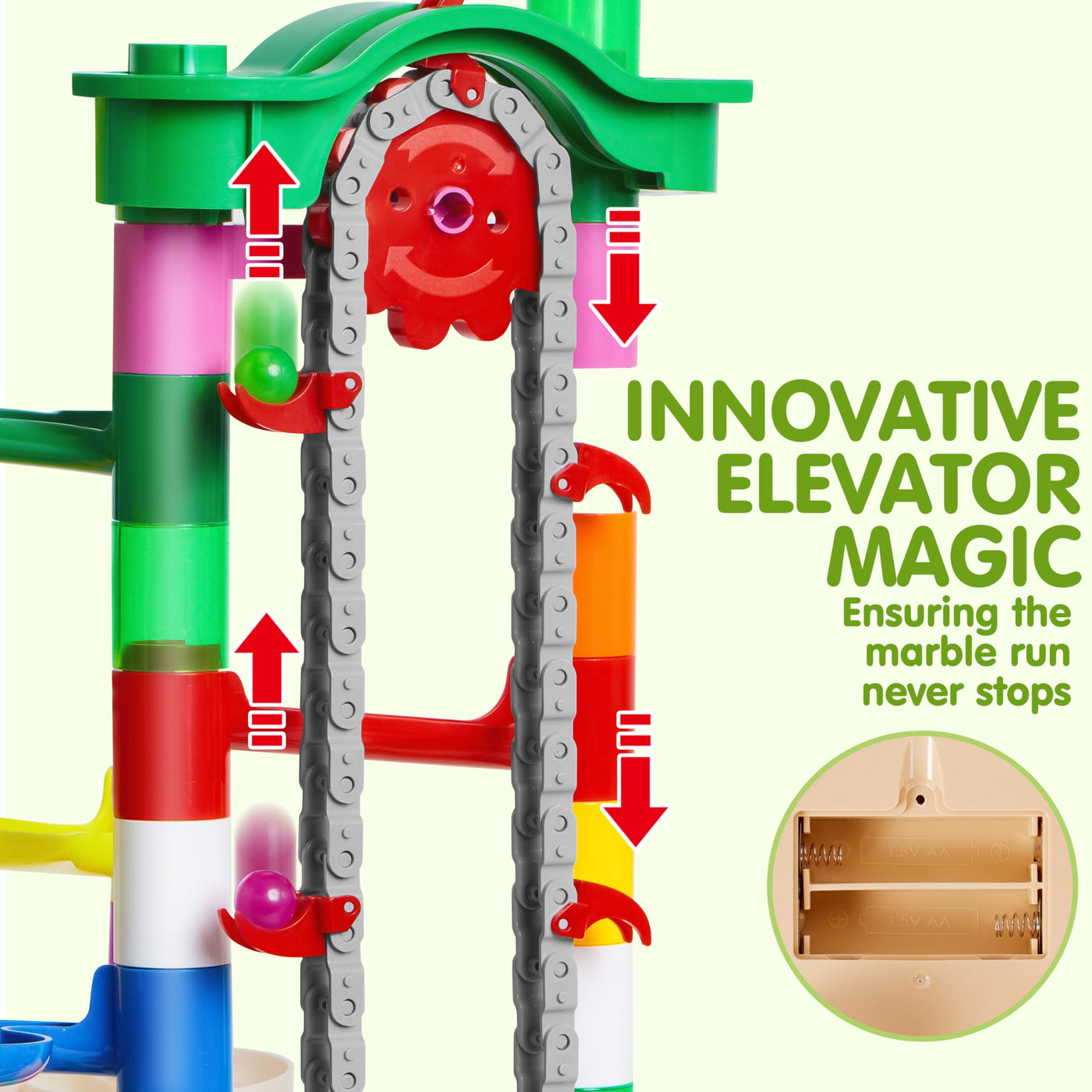 Marble run 236-piece marble run educational toy building block toy with motorized elevator