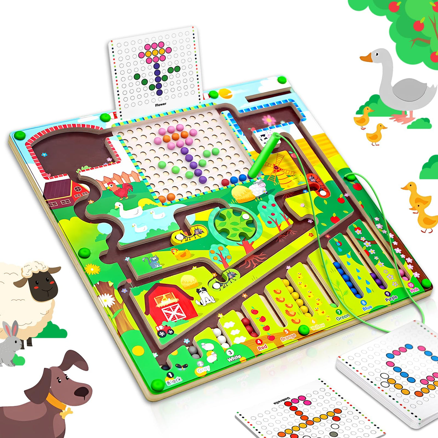 Jouet labyrinthe magnétique, jouet en bois chiffres et couleurs, jouet d'apprentissage, jouet de motricité