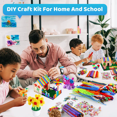 Kit de bricolage pour enfants, 2000 pièces kit de bricolage fournitures pour bricolage cure-pipe yeux googly perles scrapbooking créatif