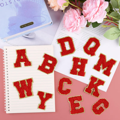 Patchs autocollants en chenille à lettres, à repasser sur vêtements, tissus, chaussures, sacs