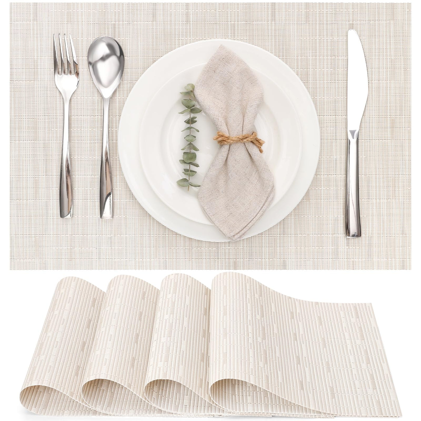 Set de 6 sets de table lavables, sets de table tissés antidérapants résistants à la chaleur