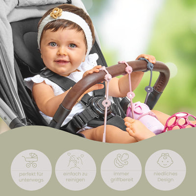 BPA-free baby carriage toy chain/expandable baby cup holder strap/pacifier chain for baby gadgets such as drinking cups or teething rings as baby carriage accessories