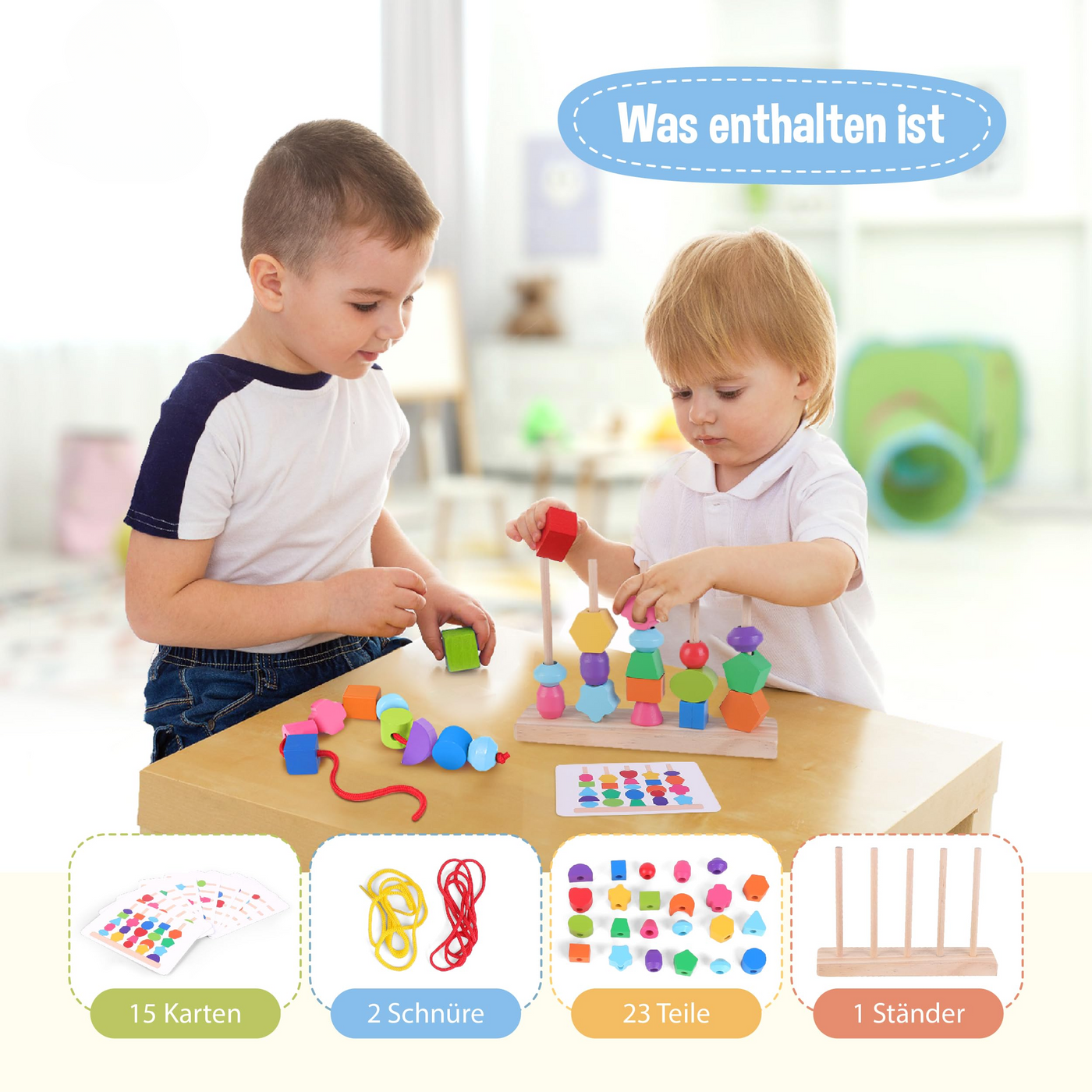 Jouets en bois à empiler et à trier pour bébés et enfants - jouets d'apprentissage et de développement en bois