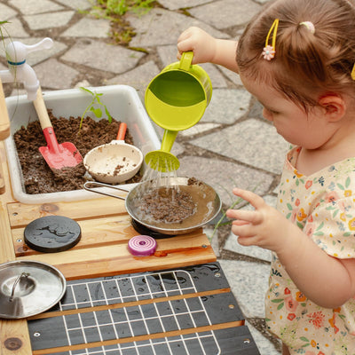 ensemble de Cuisine de Jeu de Jouets en Bois d'Extérieur pour Enfants de Cuisine de boue pour Garçons et Filles Âgés de 3 à 8 Ans, Activités Intérieures et Extérieures avec évier d'eau Version mise à jour