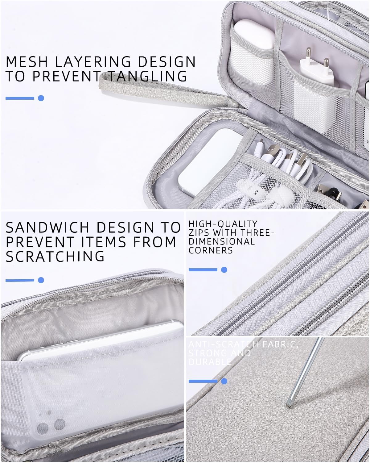 Cable bag, electronic bag organizer, cable bag organizer travel for power adapter