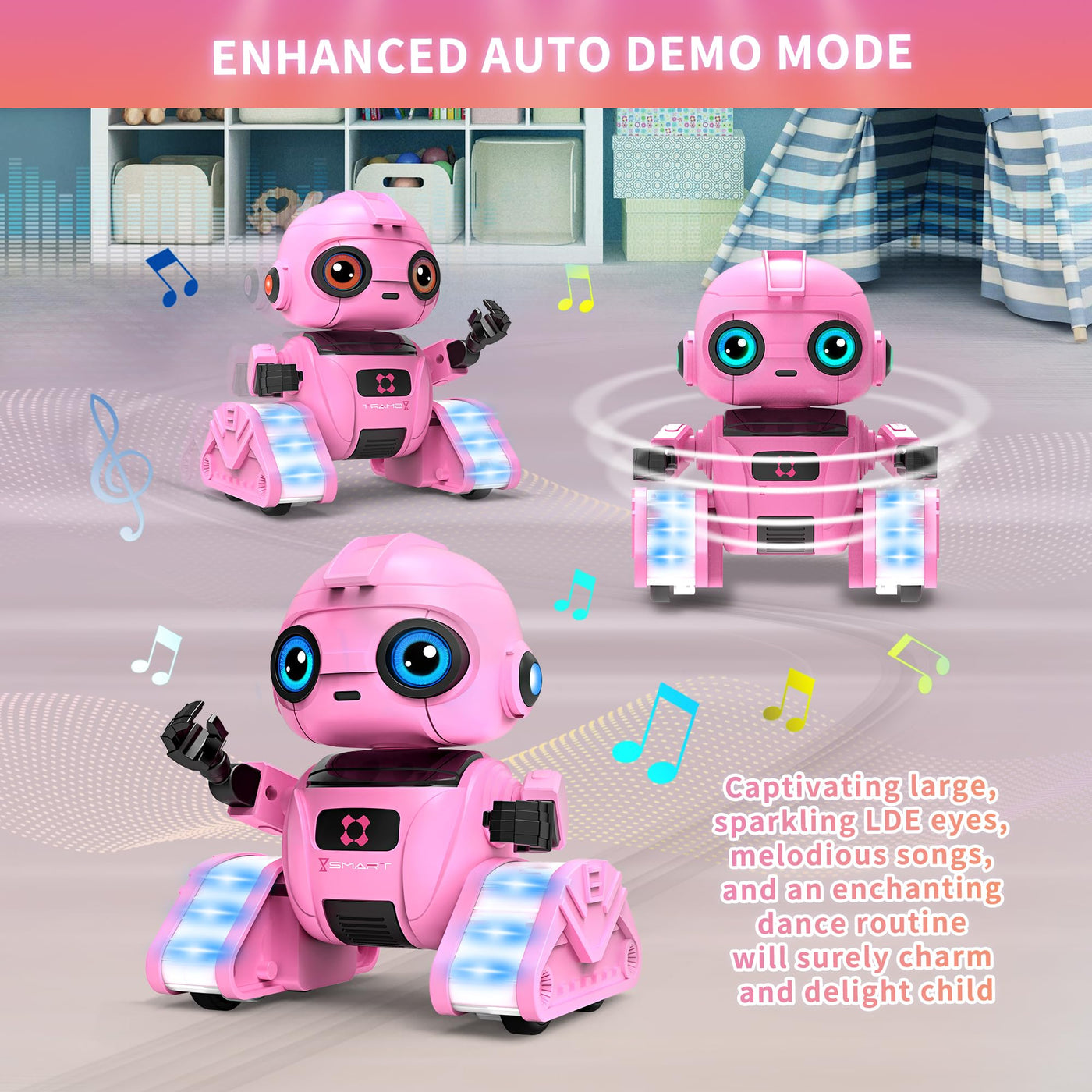 Jouet Robot pour Enfants - Rechargeable, Yeux LED et Musique, Robot RC avec Capteur de Geste