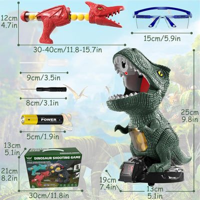 Dinosaur Shooting Toy with 2 Air Shooting Guns, Movable Shooting Toy Guns Target with 72 Foam Balls with Spray Function, LED Counter, Sound