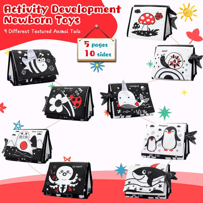 Miroir bébé - Jouet bébé Miroir livre bébé pliable et contrasté 