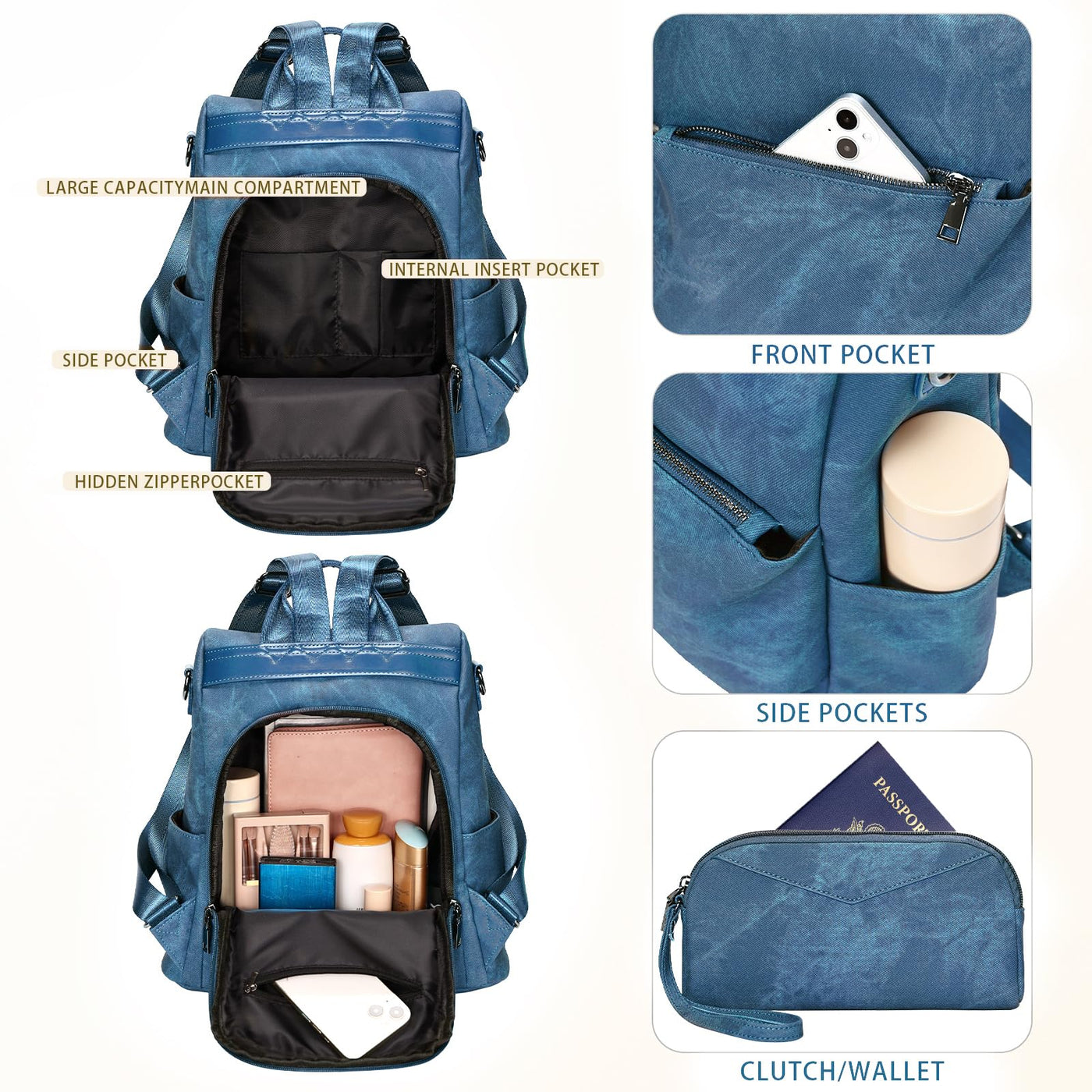 Backpack small,vegan leather city backpack,backpack handbag anti-theft,elegant daypack for office,commuting,work