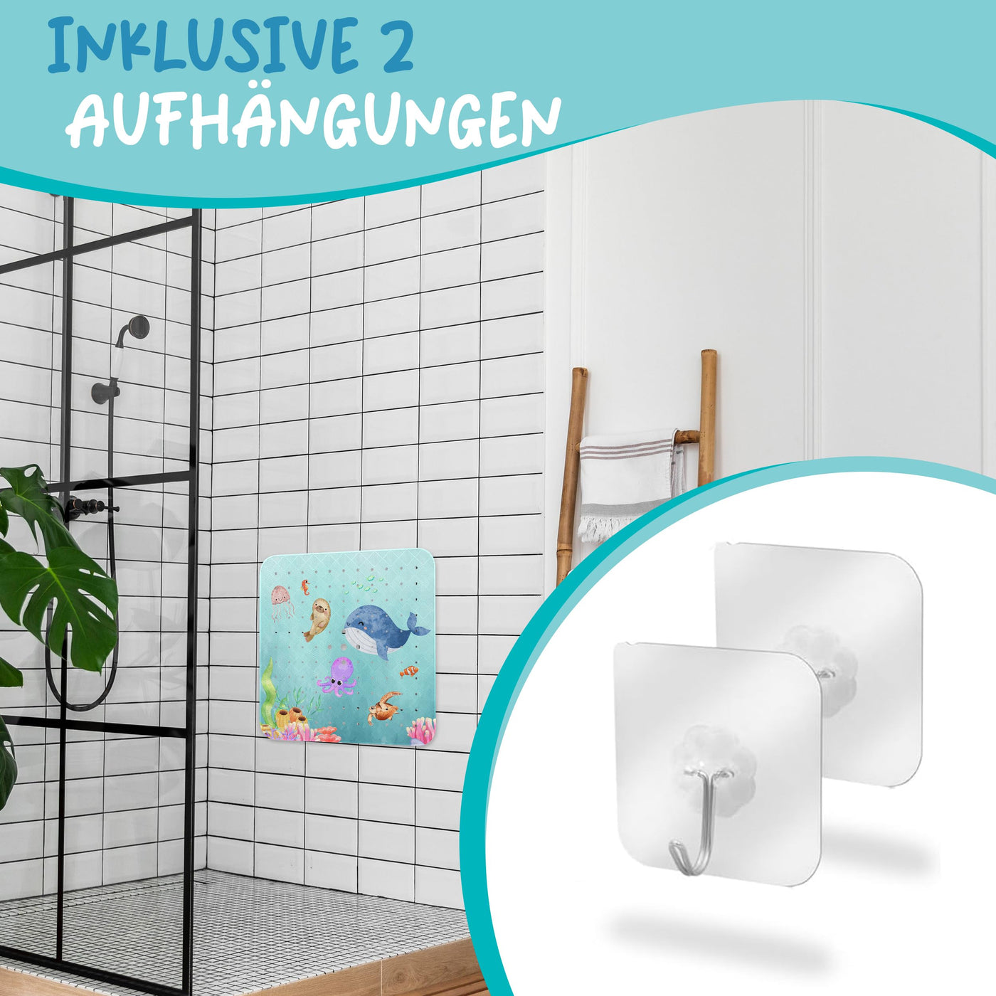 Tapis de douche antidérapant, avec suspension I Tapis de douche antidérapant sans BPA, sans plastifiants