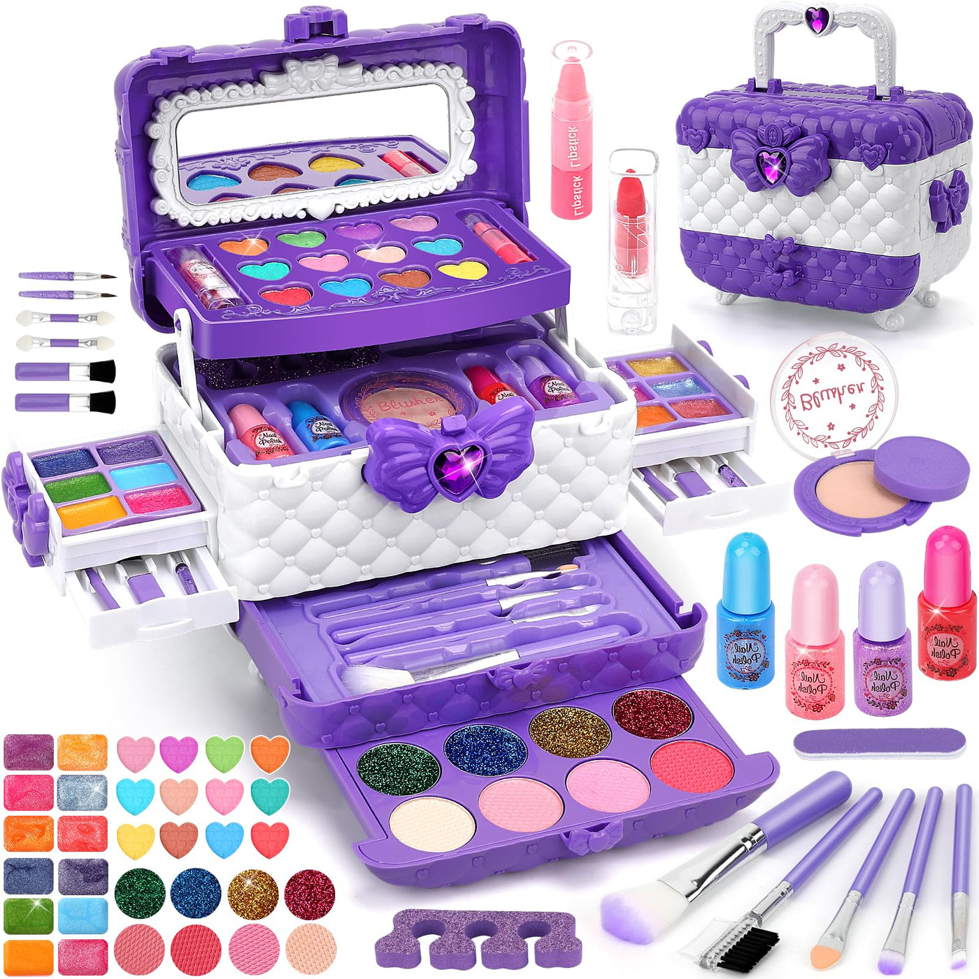 Make-up case, 54PCS Washable children's make-up set