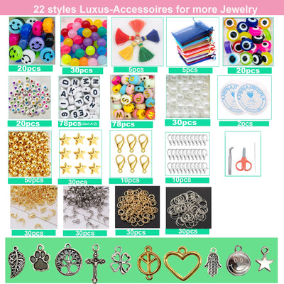 Beads for stringing 16000 pieces bead set, for bracelets Aesthetic glass beads, do it yourself with 22 different bead charms kit for DIY