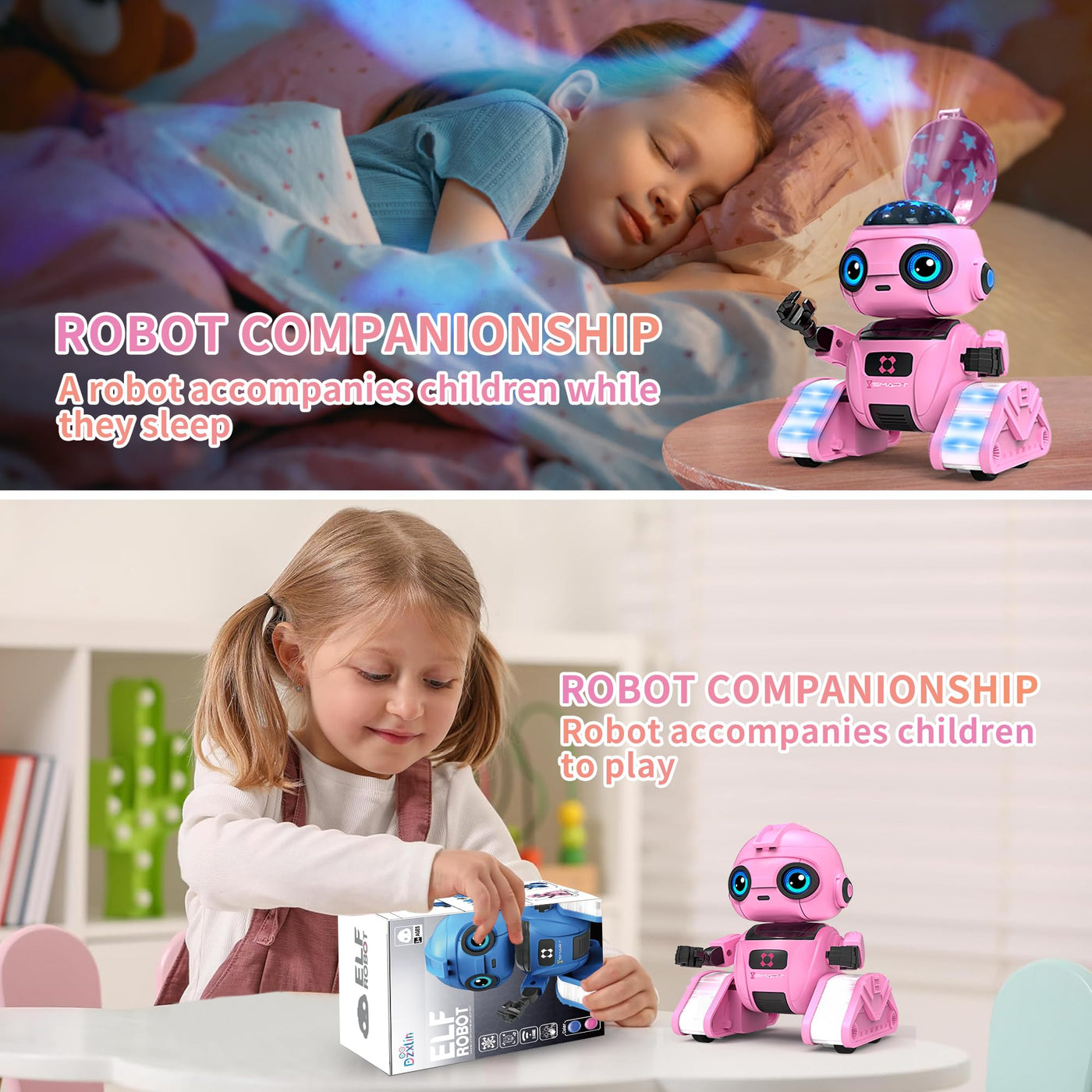 Jouet Robot pour Enfants - Rechargeable, Yeux LED et Musique, Robot RC avec Capteur de Geste