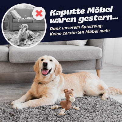 Jouet pour Chien en Peluche lpaca Bruno, Jouet Mignon pour Chien Grinçant avec du papier froissé, Jouet à Mâcher pour Chien Rosée pour Petits, moyens et Grands Chiens