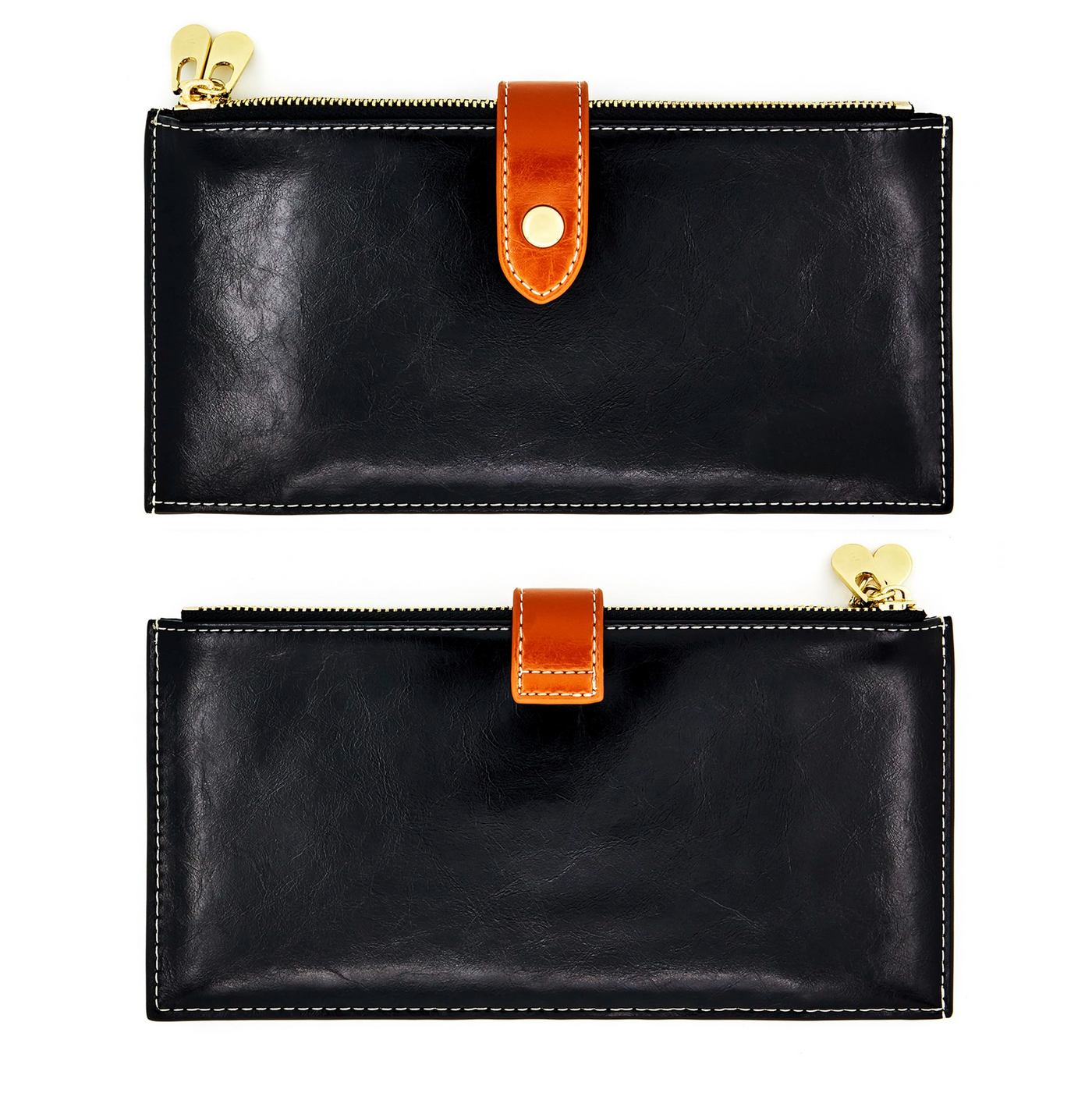 Portefeuille en cuir véritable Porte carte de crédit avec blocage RFID Portefeuille à fermeture éclair Téléphone portable