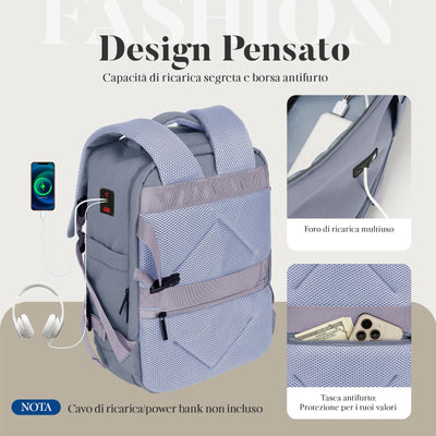 Hand Luggage Backpack Lightweight Laptop Compartment & Anti-theft Device