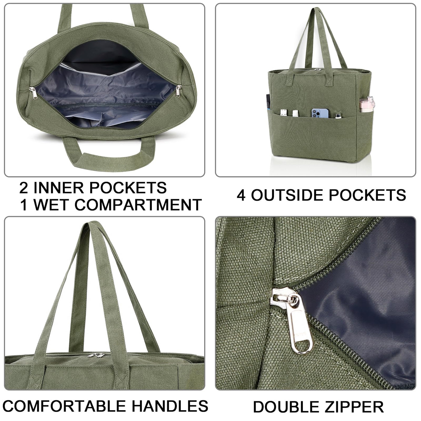 Grand sac de plage avec fermeture éclair