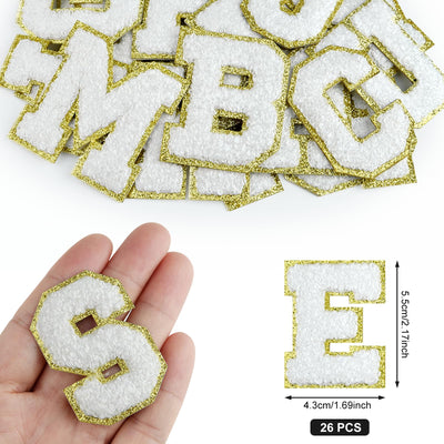 Patchs autocollants en chenille à lettres, à repasser sur vêtements, tissus, chaussures, sacs