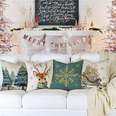 Cushion cover set of 4 cushion cover Christmas cushion covers decorative cushions linen cushion covers for decoration Christmas sofa