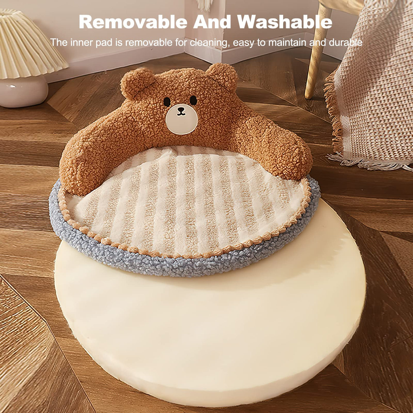 Lit Rond pour Animaux de Compagnie pour Chats et Chiots, Lit Chaud et Confortable pour Animaux de Compagnie, Lit pour Chat Amovible et Lavable, Canapé pour Chat pour Chat d'Intérieur et d'Extérieur