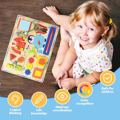 Tableau d'activités pour les enfants de 1 à 3 ans - Tableau sensoriel, jouet de voyage idéal et cadeau avec 11 activités, jouet d'apprentissage pour les enfants, pour l'autisme