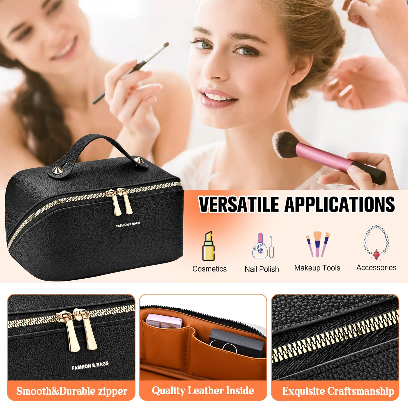 Cosmetic Bag Portable Travel Make-up Bag with Large Capacity Waterproof Organizer