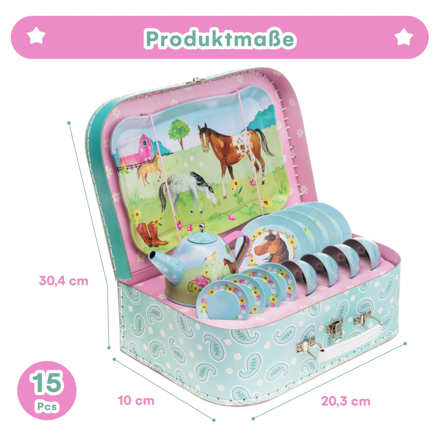 Service à thé en étain pour enfants et sac de transport, vaisselle pour enfants, cuisine ludique, 15 pièces