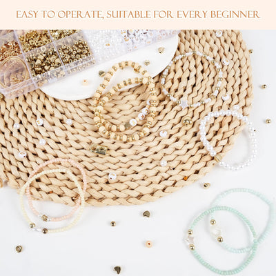 Perles pour Bracelets, Perles de Verre de Style Boho pour Enfiler