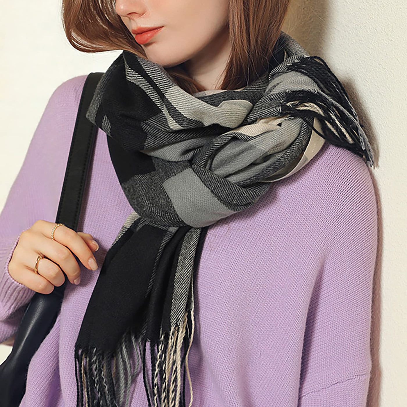 écharpe écharpe tricotée épaisse écharpe foulard à carreaux poncho