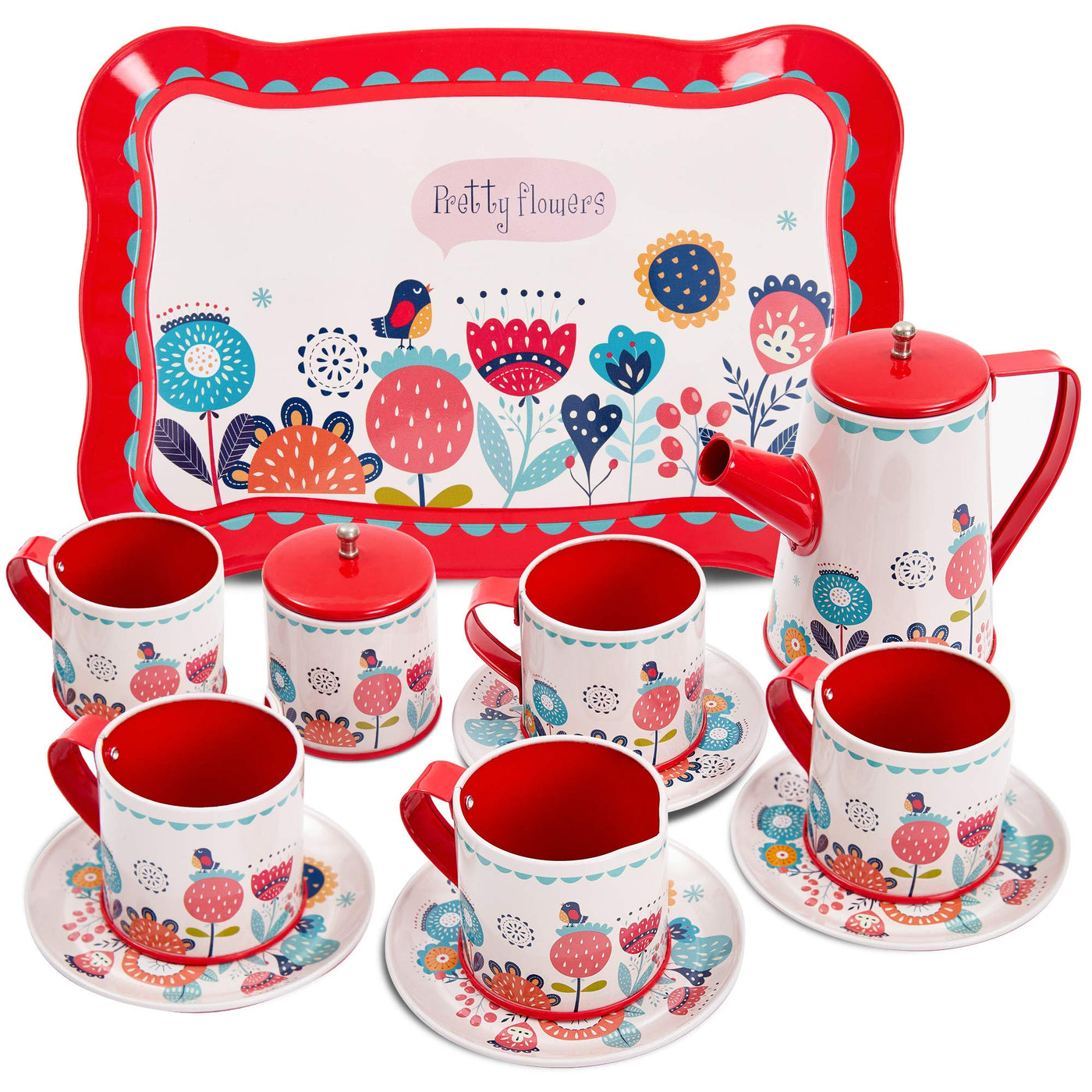 Teeservice Kinderteeservice Puppen Kaffeeservice Spielküche Geschirr Spielzeug Teeparty Rollenspiel für Kinder