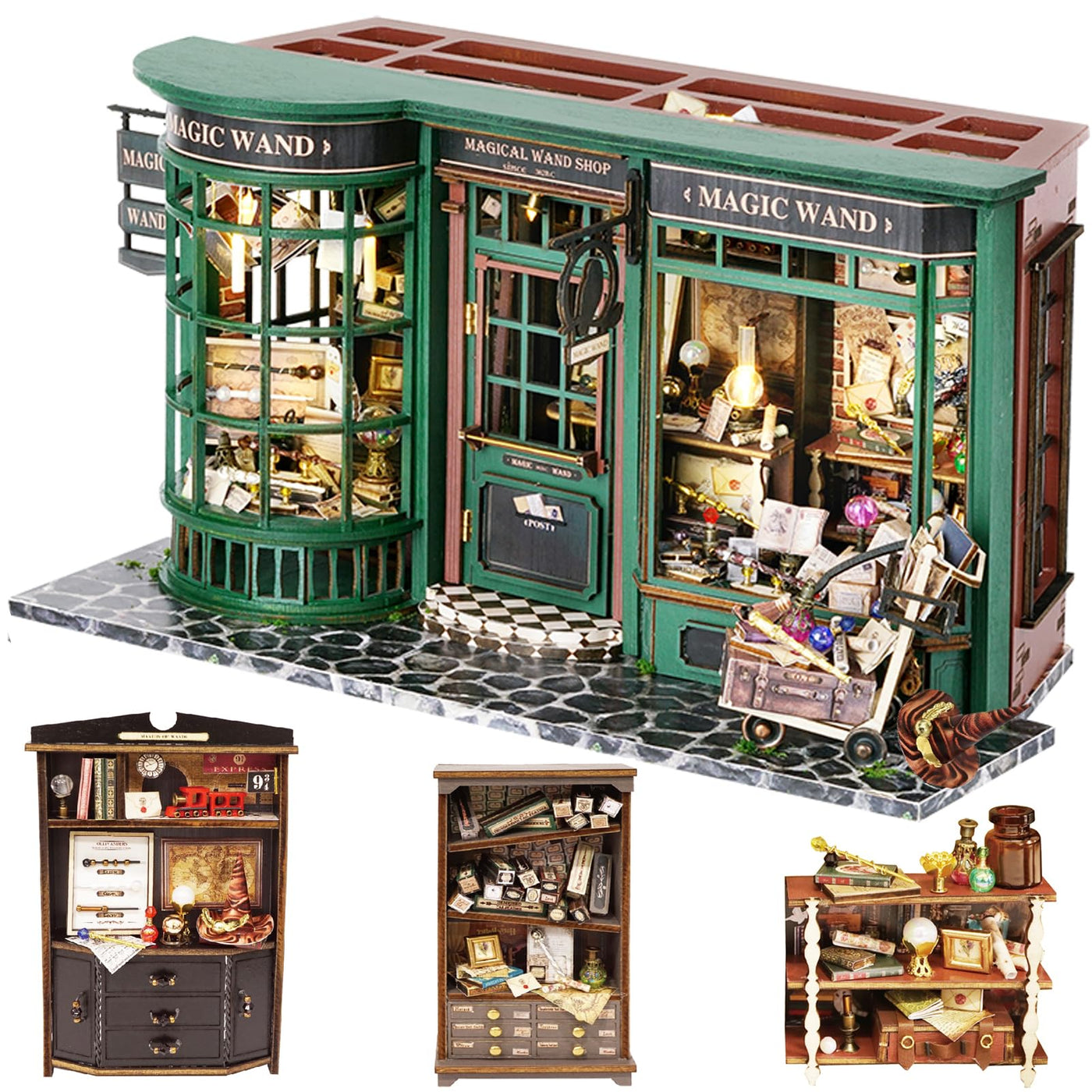 Miniature dollhouse kit with wooden furniture, DIY dollhouse kit with dustproof cover and LED, scale creative for women girls friend