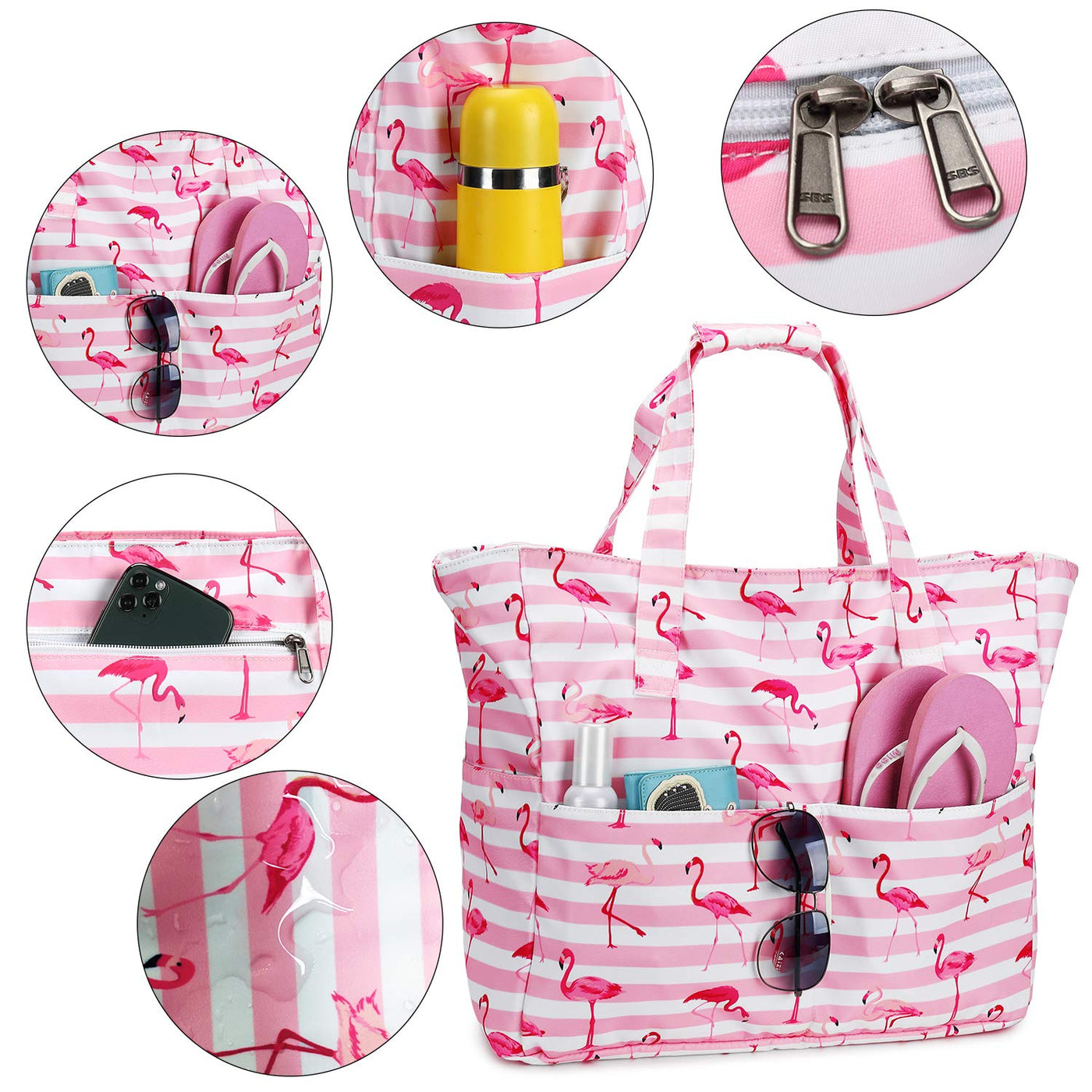 Grand sac de plage avec fermeture éclair